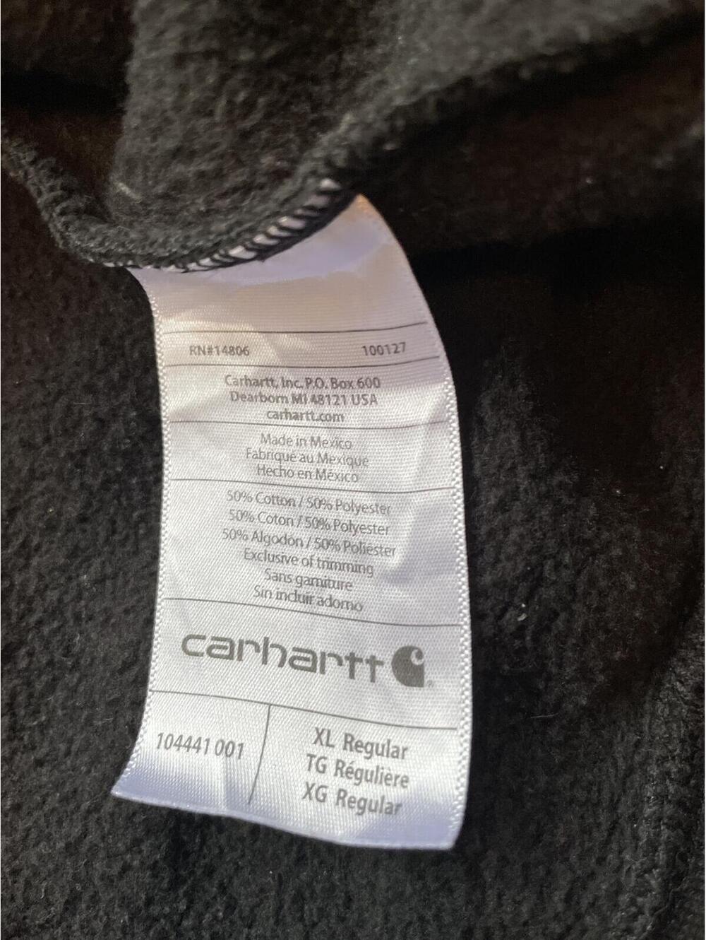 Carhartt 104441 Black Crewneck Sweatshirt XL Sleeve Green Logo Workwear 1889 - Picture 7 of 7